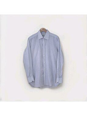 Luigi Borrelli Napoli Dress Shirt 16 41 White Striped Royal Supplier Sartorial